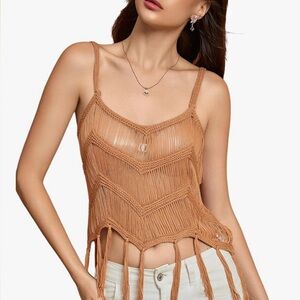 Sleeveless Crochet Spaghetti Strap Cami